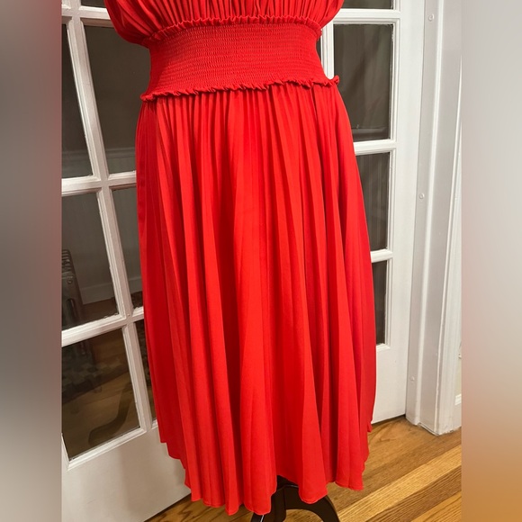 Nanette Lepore Pleated Elastic Waist Lined Dress Red Size 14 - Picture 8 of 10